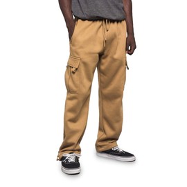 G-Style USA Men's Solid Fleece Heavyweight Cargo Pants FL77 - Wheat - Large