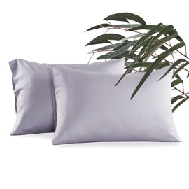 Waterlily 100% Tencel Lyocell Pillow cases Eucalyptus Silk Pillowcase Pack of 2 Pillowcases for Hair and Skin Envelope 50x75 Set Natural Organic Softer than Bamboo Luxury Vegan Bedding (Lilac Grey)