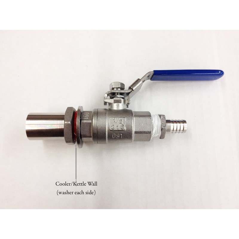 Quick Fit Weldless 316 Stainless Steel Ball Valve with Bulkhead