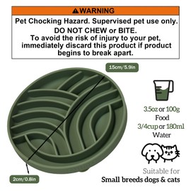 OHMO Slow Feeder Dog& Cat Bowl, Silicone Puppy Cat Food Bowl with Anti-Slip Suction Cup Slow Down Small Dogs Eating, Anti Choking (S-Tree of Life,Camo Green)