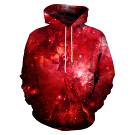 LAIDIPAS Red Space Hoodies Novelty Graphic Sweatshirt 3D Printed Long Sleeve Sweatshirt Cool Hooded Sweater Clothing for Men and Women XL