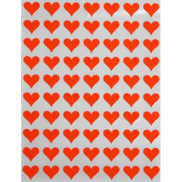Royal Green Love Heart Sticker Labels in Neon Red - 1/2" (0.5 inch) 13mm Bright neon Color Heart Stickers for envelopes, Invitation Seals, Gift Packaging, Boxes and Bags - 1050 Pack