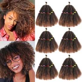 AMLUCKS Afro Kinky Hair 10 Inch 6 Packs Marley Twist Braiding Hair Pre-Separated Bulk Springy Braids for Cuban Twist Hair Faux Locs Crochet Synthetic Hair Extensions for Women (T30#, 10inch-6)