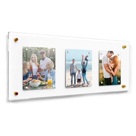 Fab Glass and Mirror Acrylic Picture Frame for Wall 23x8, Clear Acrylic Single Panel with Magnets for Art 5x7 - Gold