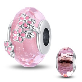 HappyStar Charms Pendant, 925 Silver for Bracelets, Red Charm Pendants, Beads Charms, Compatible with European Bracelets and Necklaces for Women, Sterling Silver Cubic Zirconia