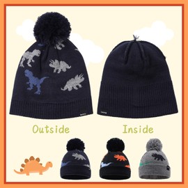 Bamery Infant Baby Winter Hat Toddler Knitted Beanie Kid Boy/Girl Acrylic Pompom Beanies 0-10 Years Old (6-36 Months, Dinosaur Navy)