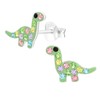 FIVE-D Children's Earrings Crystal Dinosaur Dino 925 Sterling Silver, Sterling