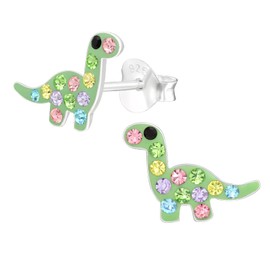 FIVE-D Children's Earrings Crystal Dinosaur Dino 925 Sterling Silver, Sterling Silver