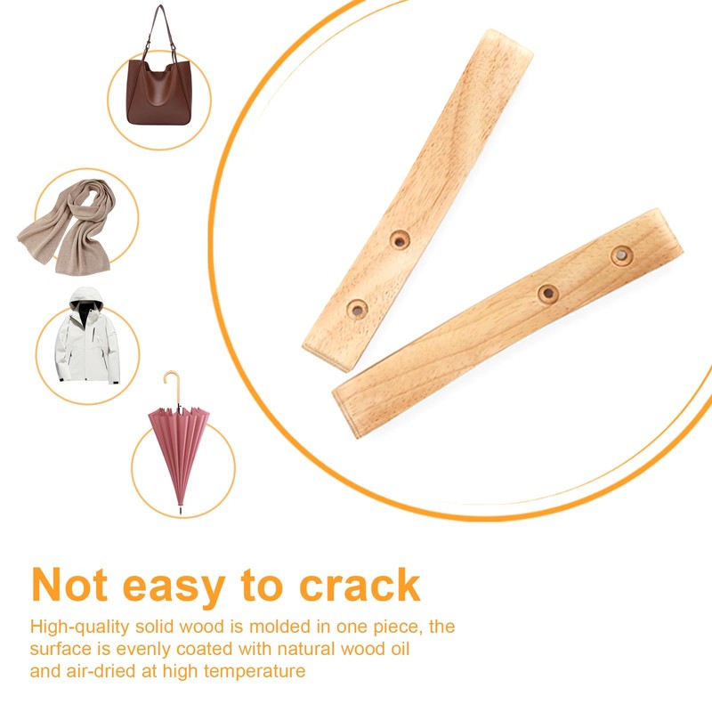 DEANKEJI Wooden Coat Hooks, Pack of 2 Wall Hooks, Wall