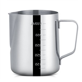 Milk Frothing Pitcher with Double Side Measurement Markings 20 oz, Espresso Steaming Pitcher Coffee Milk Frothing Cup 600ml Stainless Steel Cup 20 oz