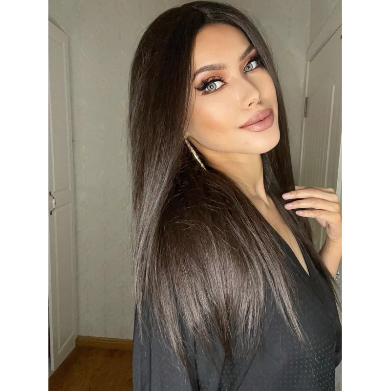 ANOGOL Peluca De Cabello Lacio Natural Negro Degradado