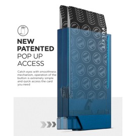 VULKIT Men's Double Sided Pop Up Credit Card Holder, Slim Twin Push Button Ejection Wallet Holder with RFID Blocking, Aluminium Alloy Frame Metal Card Case, Holds 12-16 Cards (Navy)