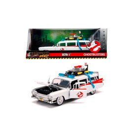 Jada Giocattoli Ghostbusters ECTO-1 Metallizzato Scala 1:24, Modello Collezionabile con Porte, Cofano e Bagagliaio Pieghevoli, Interni dettagliati e Finiture realistiche per Fan da 8 anni