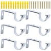 Scettar 6 Pcs Curtain Pole Brackets, Scettar Adjustable Silver Curtain