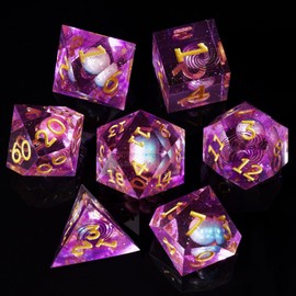 DND Dice Set, 7 Pieces Polyhedral Handmade Resin D&D Dice with Planets Inside DND Dice Set for Dungeons and Dragons Pathfinder RPG MTG Pathfinder