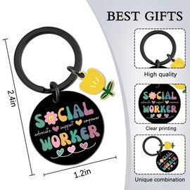 Social Worker Gifts for Women Social Worker Appreciation Keychain Thank You Gifts for School Socials Workers Birthday Thanksgiving Christmas Gift Socials Workers Month Keyring