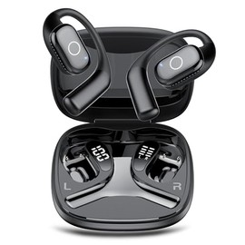Open Ear Bluetooth 5.4 Headphones, Wireless Earbuds Sport Over Earphones Mic with Ear Hooks 50H Playtime（Black）