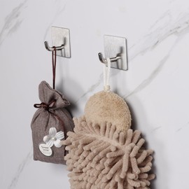 Vanloory Bath Towel Hooks -10 Pack Strong Self Adhesive Coat/Clothes Hooks, No Drilling Sticky Hooks, Heavy Duty 304 Stainless Steel Shower Wall Hook for Bathroom Kitchen Bedroom(Brushed Nickel)