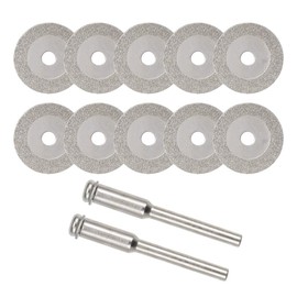 uxcell 10 Pcs 16mm Diamond Cutting Wheels Cut Off Wheel with 2 Pcs Mandrels for Rotary Tool