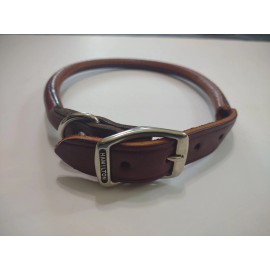 Hamilton  Rolled Leather Dog Collar 1" x 26" - Large NEW  Burgundy Brown    T4