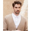 Kallspin Men's Cardigan Sweater Wool Blend V Neck Cable Knit