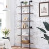 HOMBAZAAR Industrial Pipe Bookshelf,6 Tier Pipe Shelving,Wall Mounted Ladder Shelves