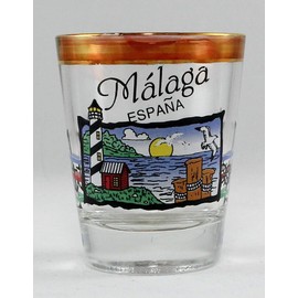 Malaga Spain Pearl Trim Nautical Scene Shot Glass