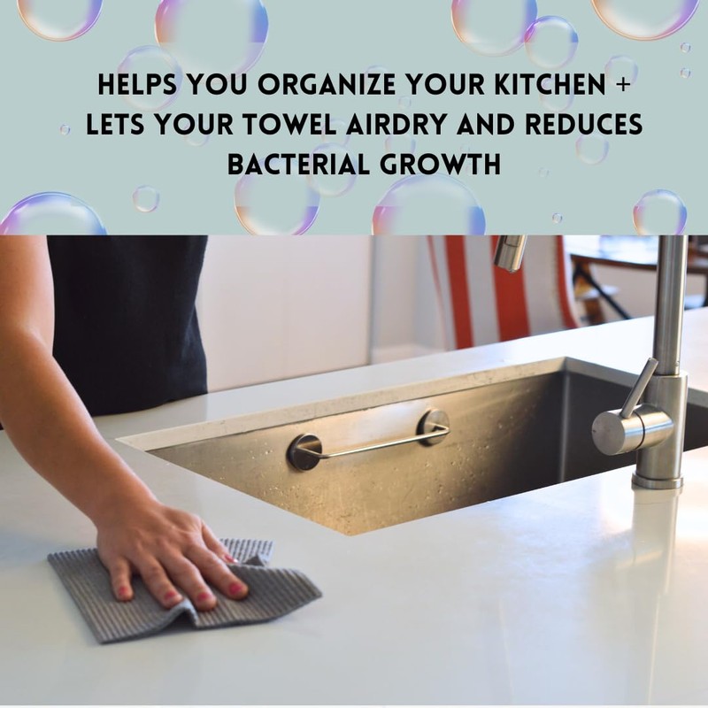 STEYDA Black Steel Dish Cloth Rail for Kitchen, Towel Holder