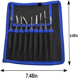 9PCS Precision Tweezers Set, Black Upgraded Anti-Static Stainless Steel Curved of Precision Tweezers, for Electronics, Laboratory Work, Jewelry-Making, Craft, Soldering, etc