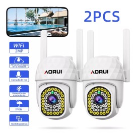2pcs Cámara De Seguridad Hd Wifi De Visión Nocturna Alarma Blanco