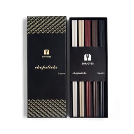 SUPJOYES Reusable Fiberglass Chopsticks: 5 Pairs Chopsticks for Gift, Japanese Chinese Minimalism Chop Sticks, Dishwasher Safe, 9 3/4 Inches Multicolor Chopsticks