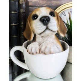 Ebros Adorable Teacup Beagle Dog Statue 5.5" Tall Beagle Puppy