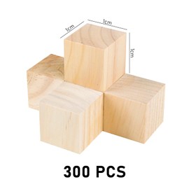 300 Pieces Wooden Cubes, Wooden Blocks for Crafts, Wooden Blocks 1 cm, Wooden Art Material Package, Unfinished Wooden Cubes, Wooden Crafts, DIY Gifts, Creative Gifts