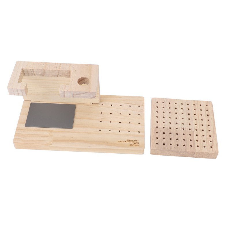 Wooden Nail Drill Stand Organizer with 81 Holes Drill Bits