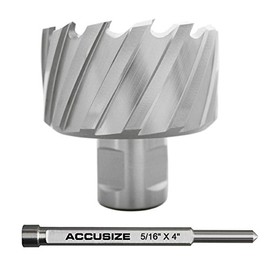 Accusize Industrial Tools H.S.S. Annular Cutter 2-1/2 Inch x 1 Inch Cutting Depth in Strong Box with 1 Pc Pilot Pin 5/16 Inch x 4 Inch, 2080-2045Pin