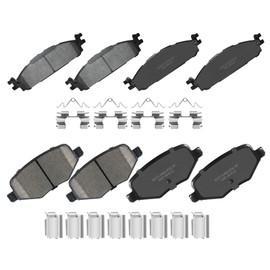 YxpBrake Front Rear Ceramic Brake Pads with Hardware Fit for Ford Explorer 2011-2012, Taurus Limited/SE/SEL, Flex 2009 2010 2011 2012 2013 2014, Lincoln MKS, MKT 2010-2012