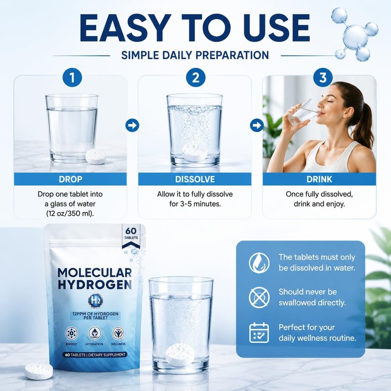 EDENVIA Molecular Hydrogen Water Tablets, Boosts Energy & Reduces Fatigue,