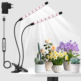 COKOLILA 2 Heads Plant Lamp LED, 160 LEDs 6500K 630nm Full Spectrum Grow Light, 3 Light Modes Plant Light with 6/12/18H Latest Timer, 5 Brightness, Ideal for Plants