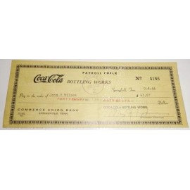 1950's Coca-Cola TN  Bottling Co Cancelled Check