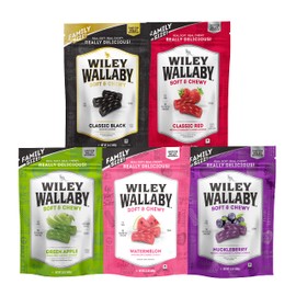 Wiley Wallaby Licorice 24 Ounce Classic Gourmet Australian Style Soft & Chewy Licorice Candy Variety Pack Twists, 5 Pack