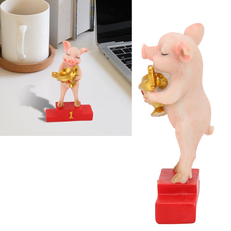 Pig Statue Cute Funny Tabletop Art Resin Pig Figurine Decoration