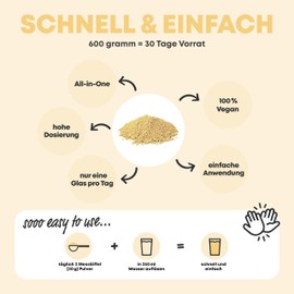 Vegan Protein Powder Vanilla with Free Shaker with B2 and Zinc - Alternative to Whey Protein Powder - Flavour: Vanilla - Protein Powder Vegan (6 Doses 600 g)