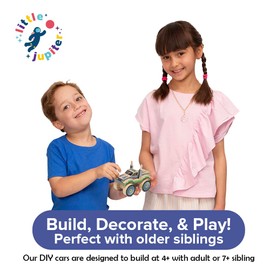 Little Jupiter DIY Wooden Kits w/Stickers - Kids Building Kit - Stem Toys for Ages 4-7 - Wood Crafts for Kids - Woodworking Kits (Monster Truck 2)