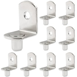 Rierdge 20 Pcs 1/4 Inch/6.35mm Diameter Shelf Support Pegs, Nickel Plated L-Shaped Shelf Bracket Pins with Hole for Cabinet, Bookcase, Furniture, Closet Shelf Support