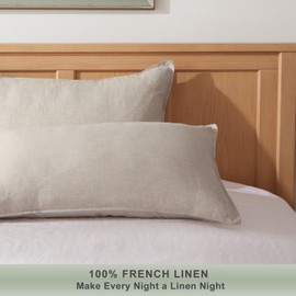 TOSMO 100% Linen Pillowcase Standard Size, Set of 2, Stone Washed Pillowcases Envelope Closure, Soft and Durable Pillow Cases, 20" X 26", Natural Linen