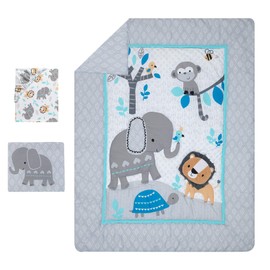 Bedtime Originals Jungle Fun 3-Piece Crib Bedding Set, Blue/Gray(Pack of 1)