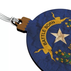 Unbranded Rustic Distressed Nevada State Flag Wood Christmas Tree Holiday Ornament