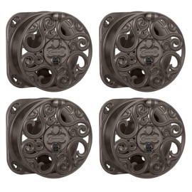 Suncast 4 Pack Sidewinder Side Scroll 60 Foot Hose Capacity Resin Decorative Wall Mount Hose Reel, Bronze