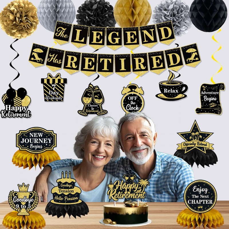 Retirement Party Decorations Black Gold