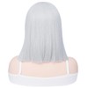 PARXITN Short Bob Silver Hair Wigs Straight with Flat Fringe